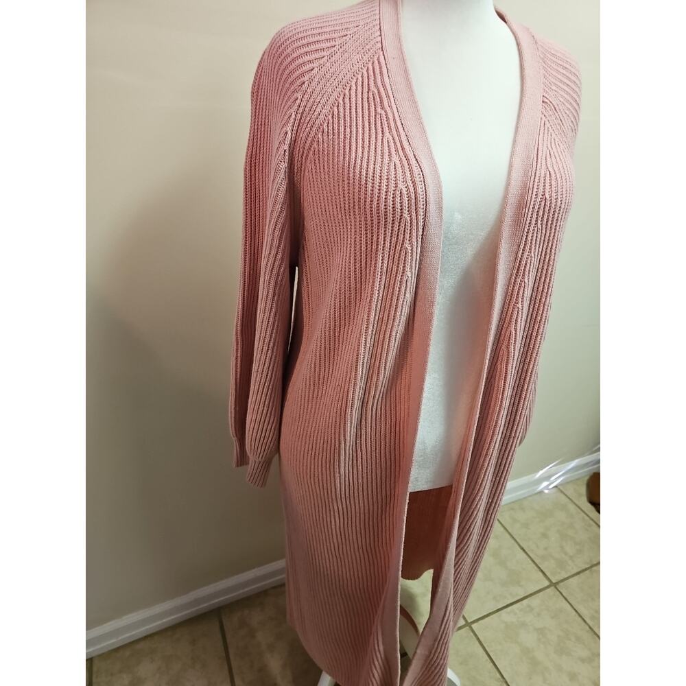 Venus Pink Full Length Maxi Open Duster Cardigan Plus SZ 1X Feminine Coquette - Picture 3 of 7